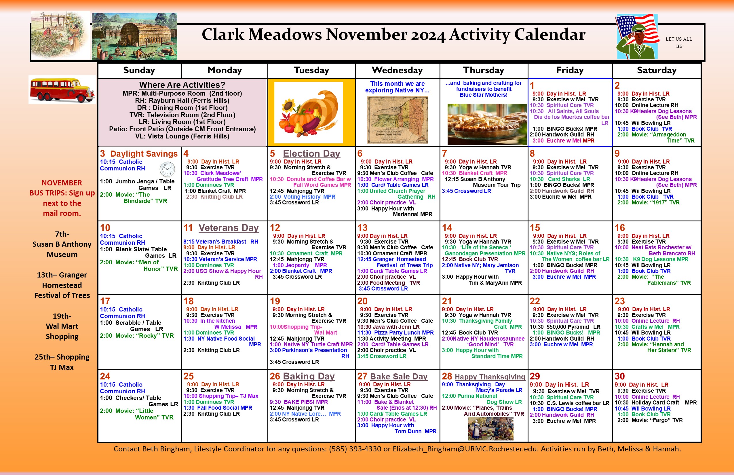 Clark Meadows Activities Calendar